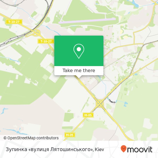 Карта Зупинка «вулиця Лятошинського»