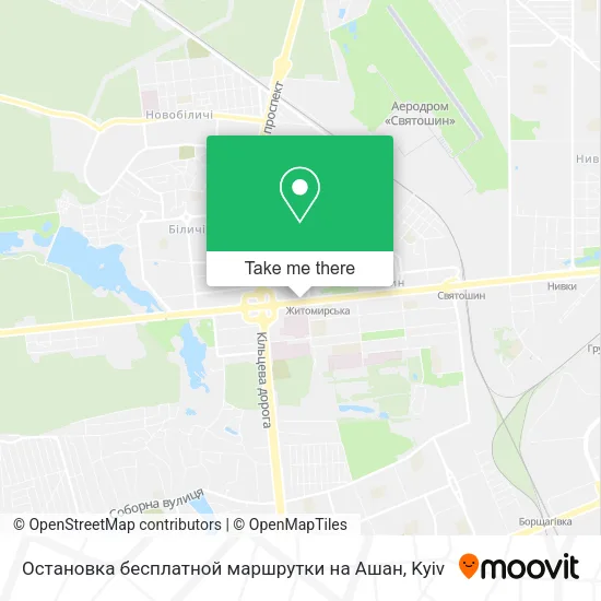 Карта Остановка бесплатной маршрутки на Ашан