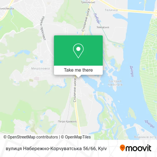 Карта вулиця Набережно-Корчуватська 56 / 66