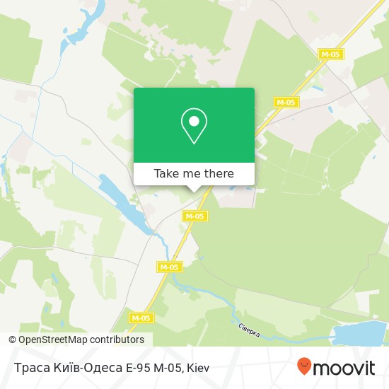 Карта Траса Київ-Одеса E-95 M-05