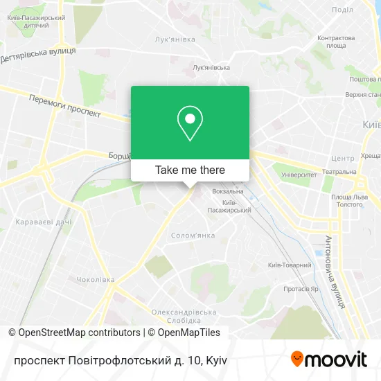 Карта проспект Повітрофлотський д. 10