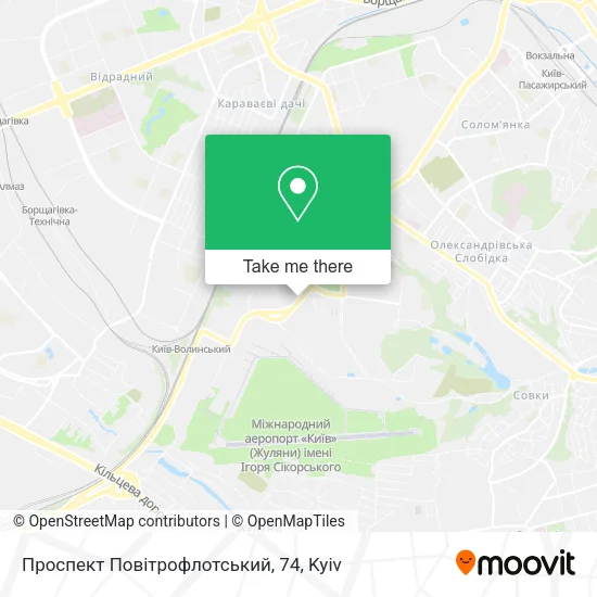 Карта Проспект Повітрофлотський, 74