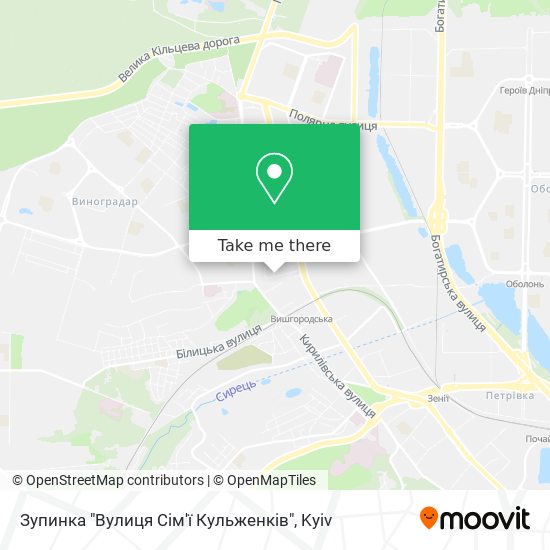 Карта Зупинка "Вулиця Сім'ї Кульженків"