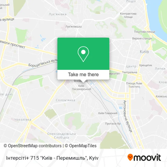 Карта Інтерсіті+ 715 "Київ - Перемишль"