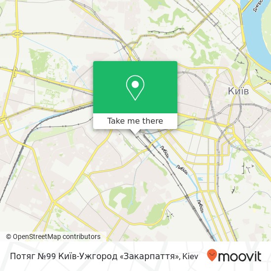 Карта Потяг №99 Київ-Ужгород «Закарпаття»