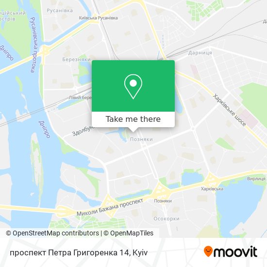 Карта проспект Петра Григоренка 14