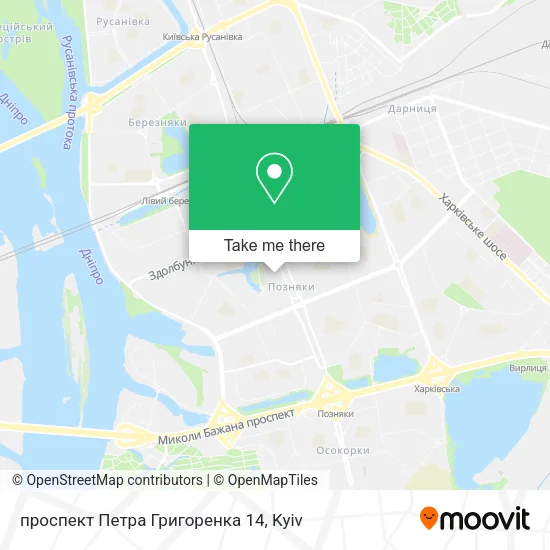 Карта проспект Петра Григоренка 14