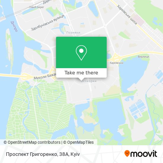 Карта Проспект Григоренко, 38А
