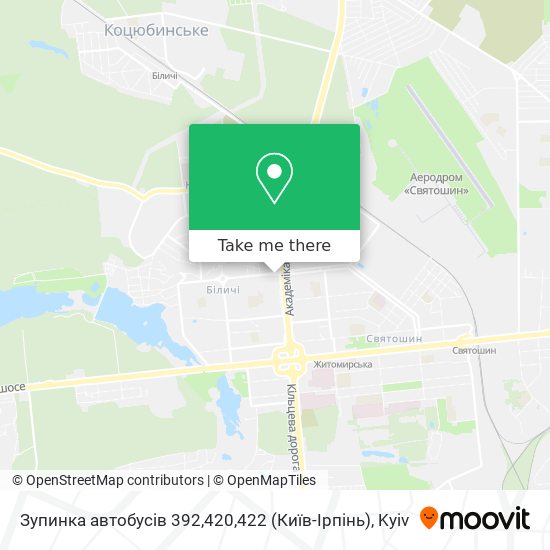 Зупинка автобусів 392,420,422 (Київ-Ірпінь) map