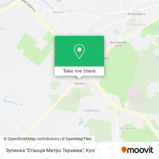 Карта Зупинка "Станція Метро Теремки"