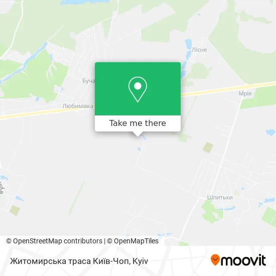 Карта Житомирська траса Київ-Чоп