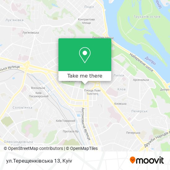 Карта ул.Терещенківська 13