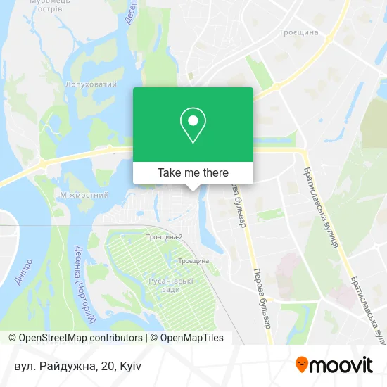 Карта вул. Райдужна, 20