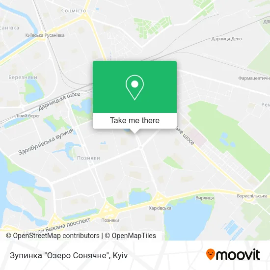 Карта Зупинка "Озеро Сонячне"