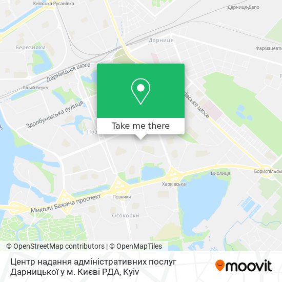 Центр надання адміністративних послуг Дарницької у м. Києві РДА map