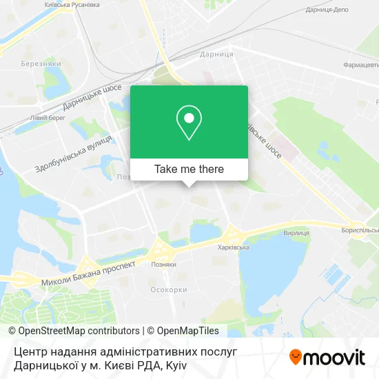 Карта Центр надання адміністративних послуг Дарницької у м. Києві РДА