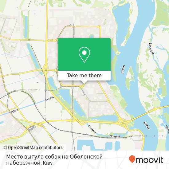 Карта Место выгула собак на  Оболонской набережной