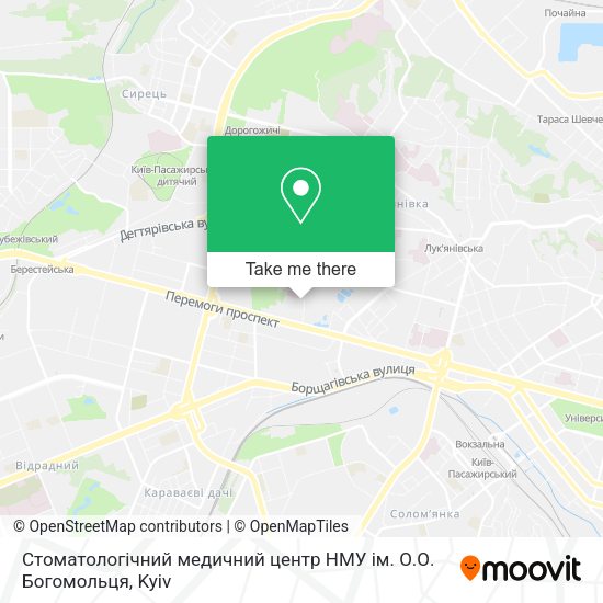 Карта Стоматологічний медичний центр НМУ ім. О.О. Богомольця