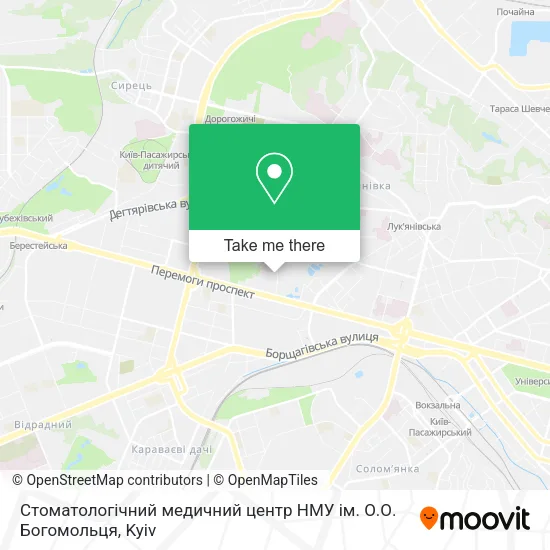 Карта Стоматологічний медичний центр НМУ ім. О.О. Богомольця