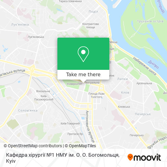 Кафедра хірургії №1 НМУ ім. О. О. Богомольця map