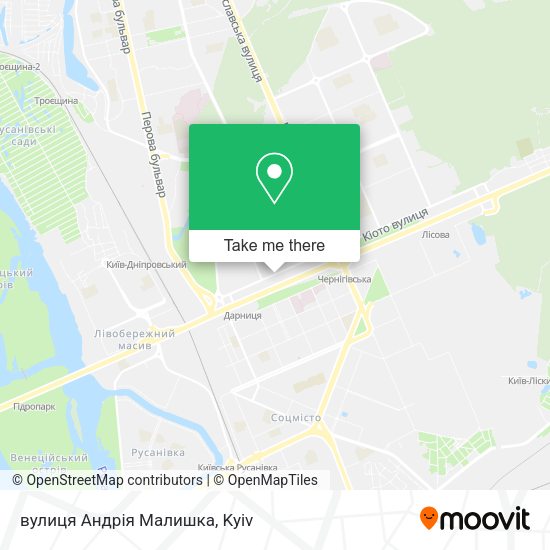 Карта вулиця Андрія Малишка