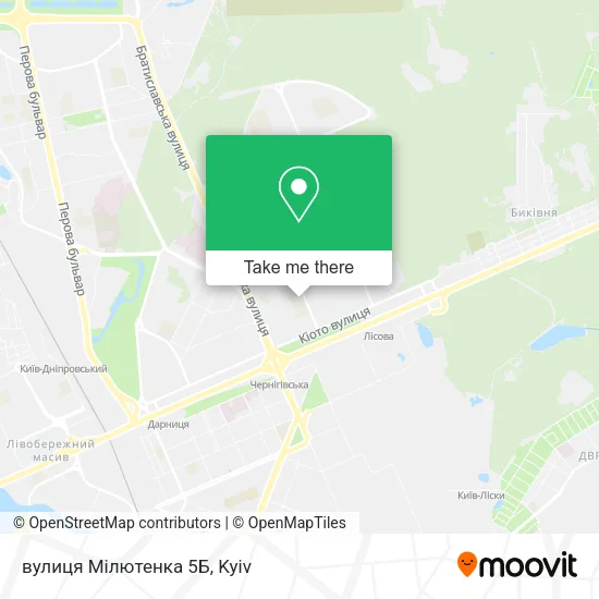 Карта вулиця Мілютенка 5Б