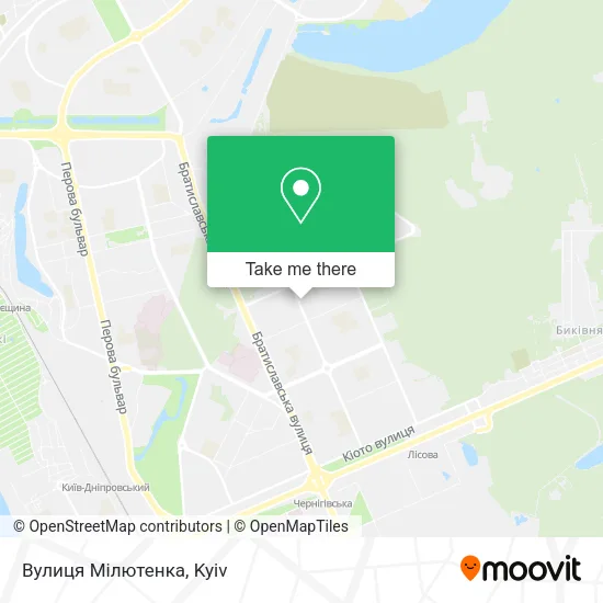 Карта Вулиця Мілютенка