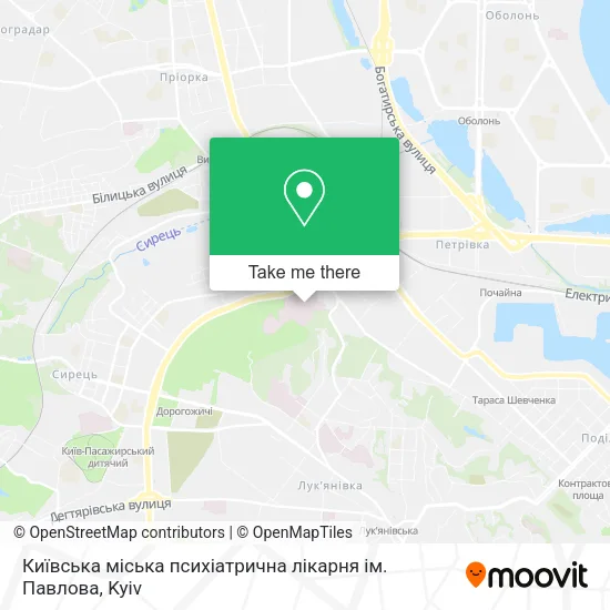 Карта Київська міська психіатрична лікарня ім. Павлова