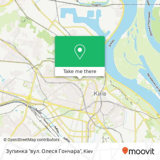 Зупинка "вул. Олеся Гончара" map