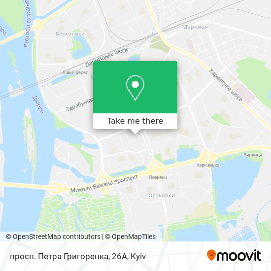 Карта просп. Петра Григоренка, 26А