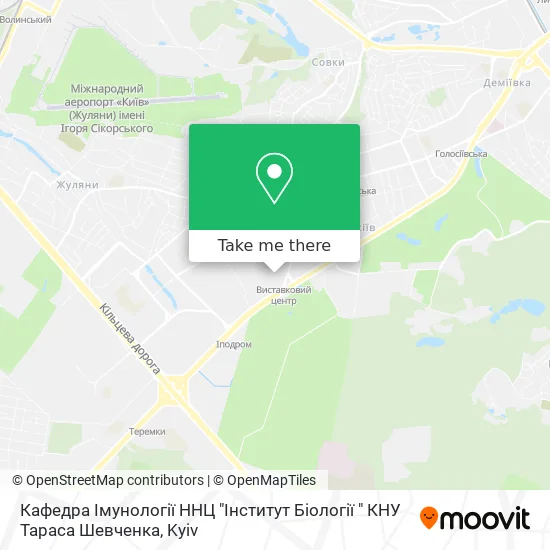 Карта Кафедра Імунології ННЦ "Інститут Біології " КНУ Тараса Шевченка