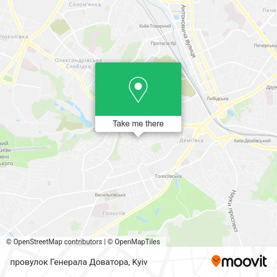 Карта провулок Генерала Доватора
