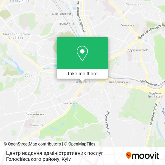 Карта Центр надання адміністративних послуг Голосіївського району