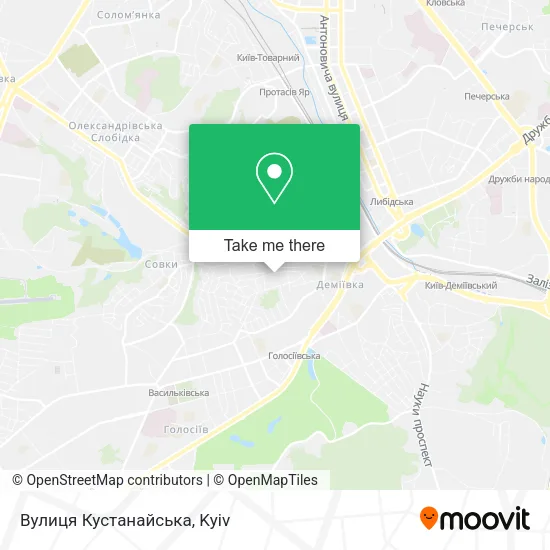 Карта Вулиця Кустанайська