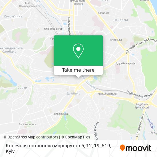 Конечная остановка маршрутов 5, 12, 19, 519 map