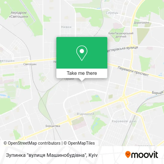 Карта Зупинка "вулиця Машинобудівна"