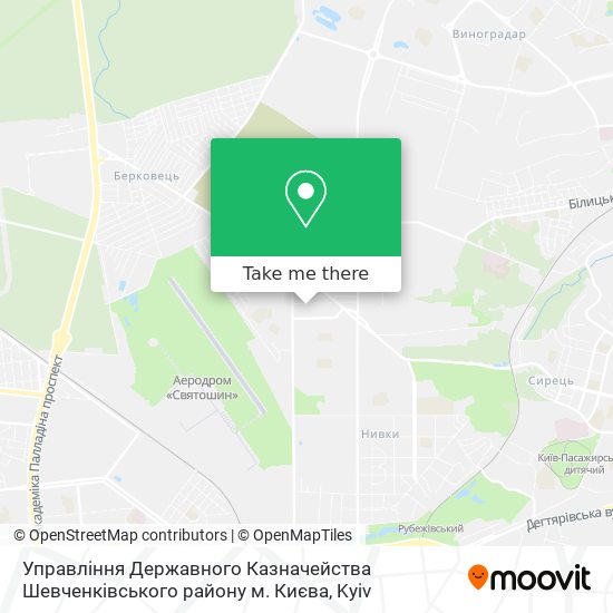 Карта Управління Державного Казначейства Шевченківського району м. Києва