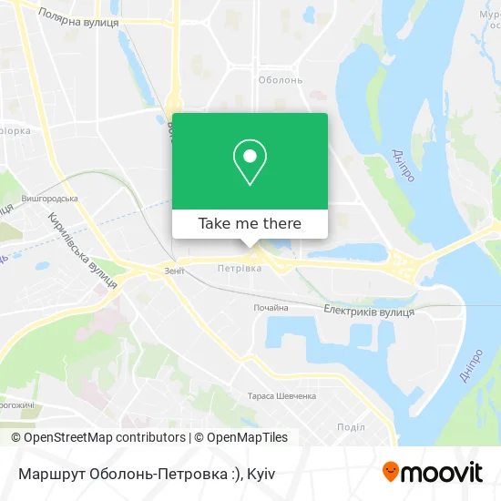 Маршрут Оболонь-Петровка :) map