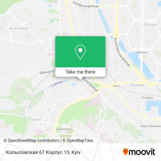 Карта Копыловская 67 Корпус 13