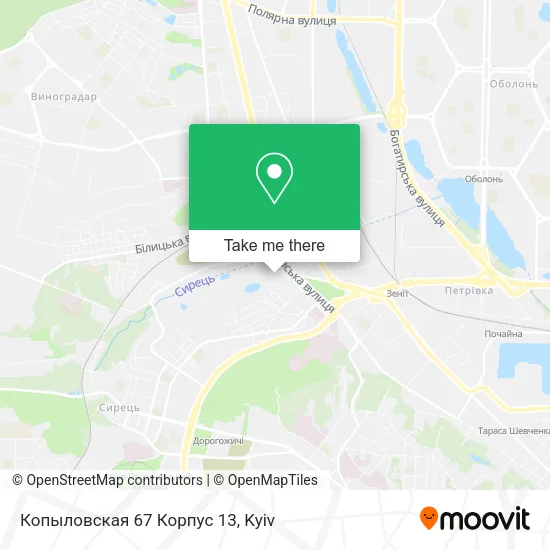 Карта Копыловская 67 Корпус 13
