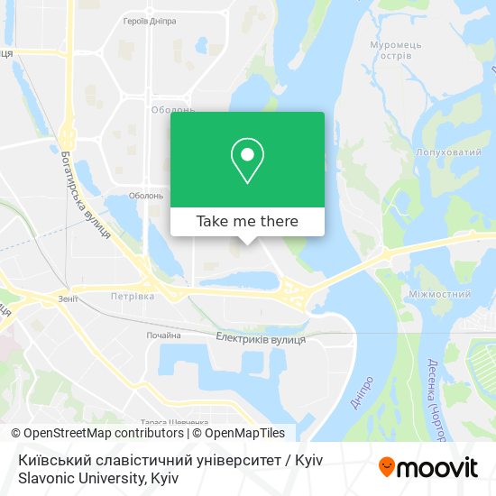 Київський славістичний університет / Kyiv Slavonic University map