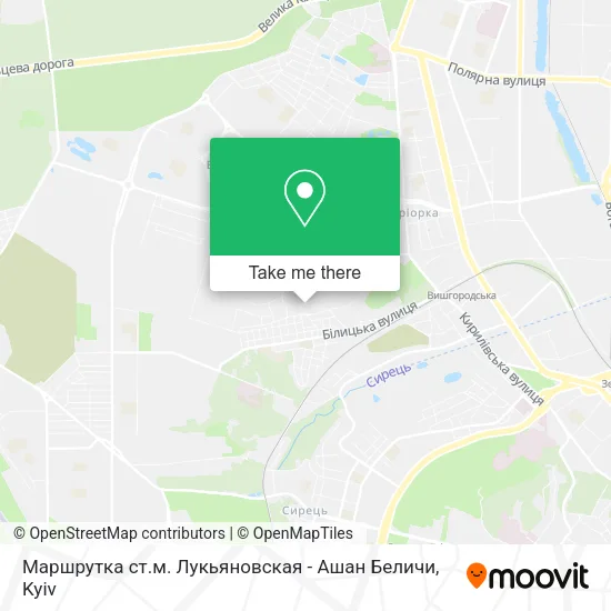 Карта Маршрутка ст.м. Лукьяновская - Ашан Беличи