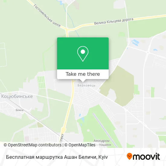 Бесплатная маршрутка Ашан Беличи map
