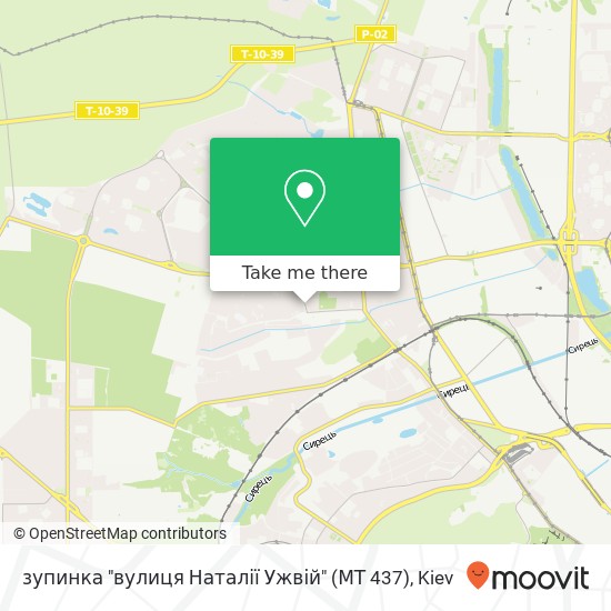 зупинка "вулиця Наталії Ужвій" (МТ 437) map