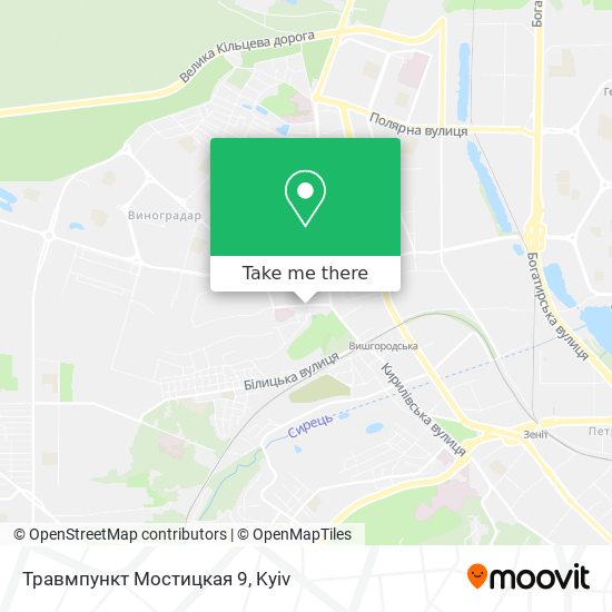Карта Травмпункт Мостицкая 9