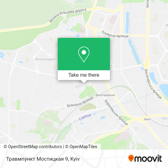 Карта Травмпункт Мостицкая 9