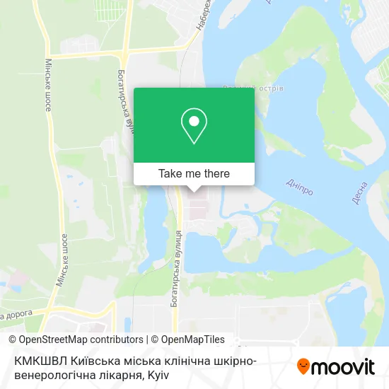 Карта КМКШВЛ Київська міська клінічна шкірно-венерологічна лікарня