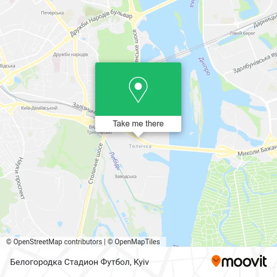 Карта Белогородка Стадион Футбол