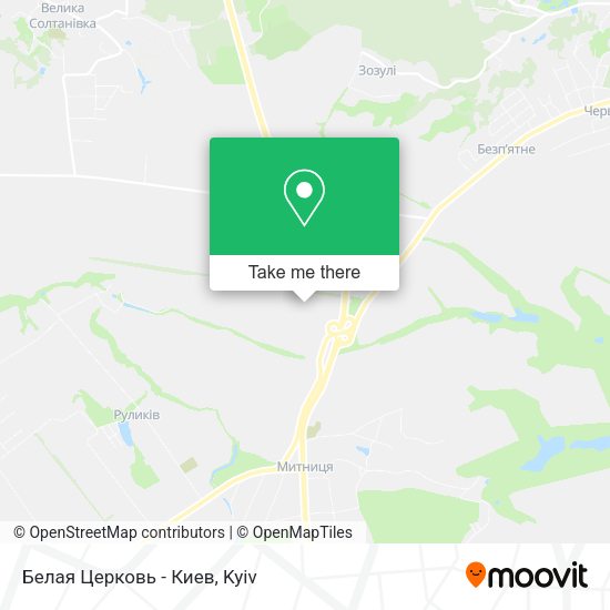 Карта Белая Церковь - Киев