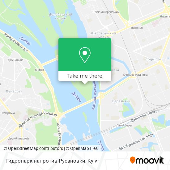 Гидропарк напротив Русановки map